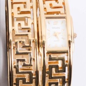Accessories - Gruen Greek Key Design Watch and Bangle bracelet Accessories - Gruen Greek Key Design Watch and Bangle bracelet
